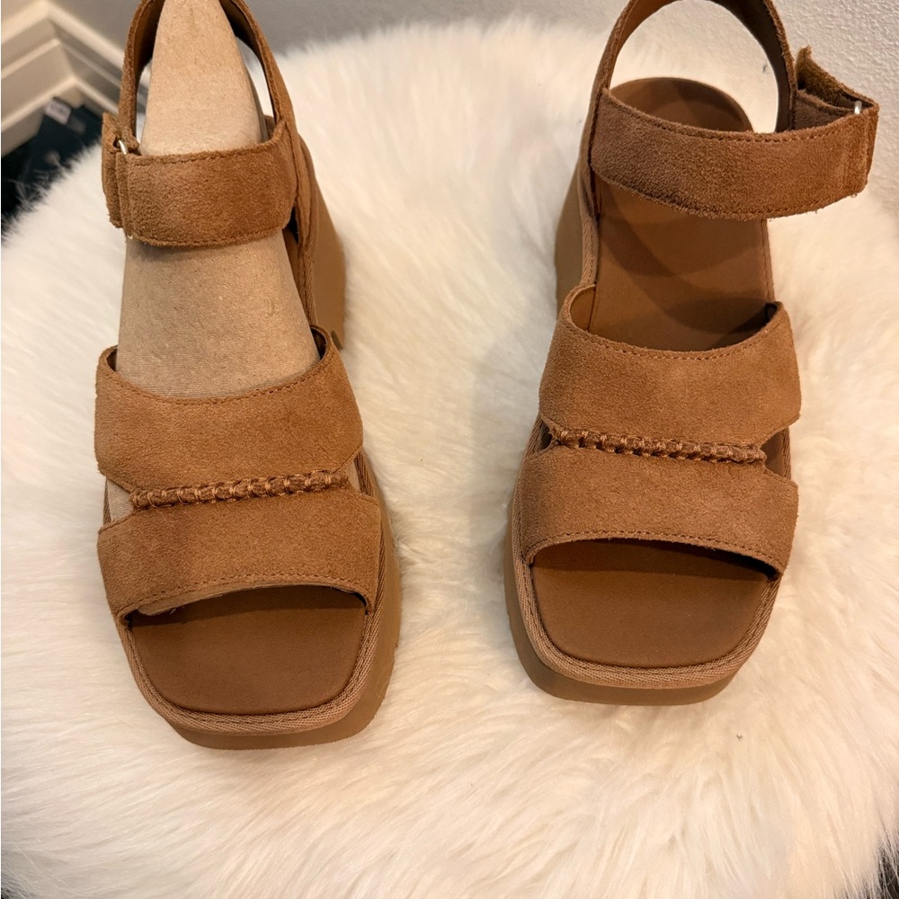 UGG Women's Brown Suede Platform Sandals - Picture 7 of 7